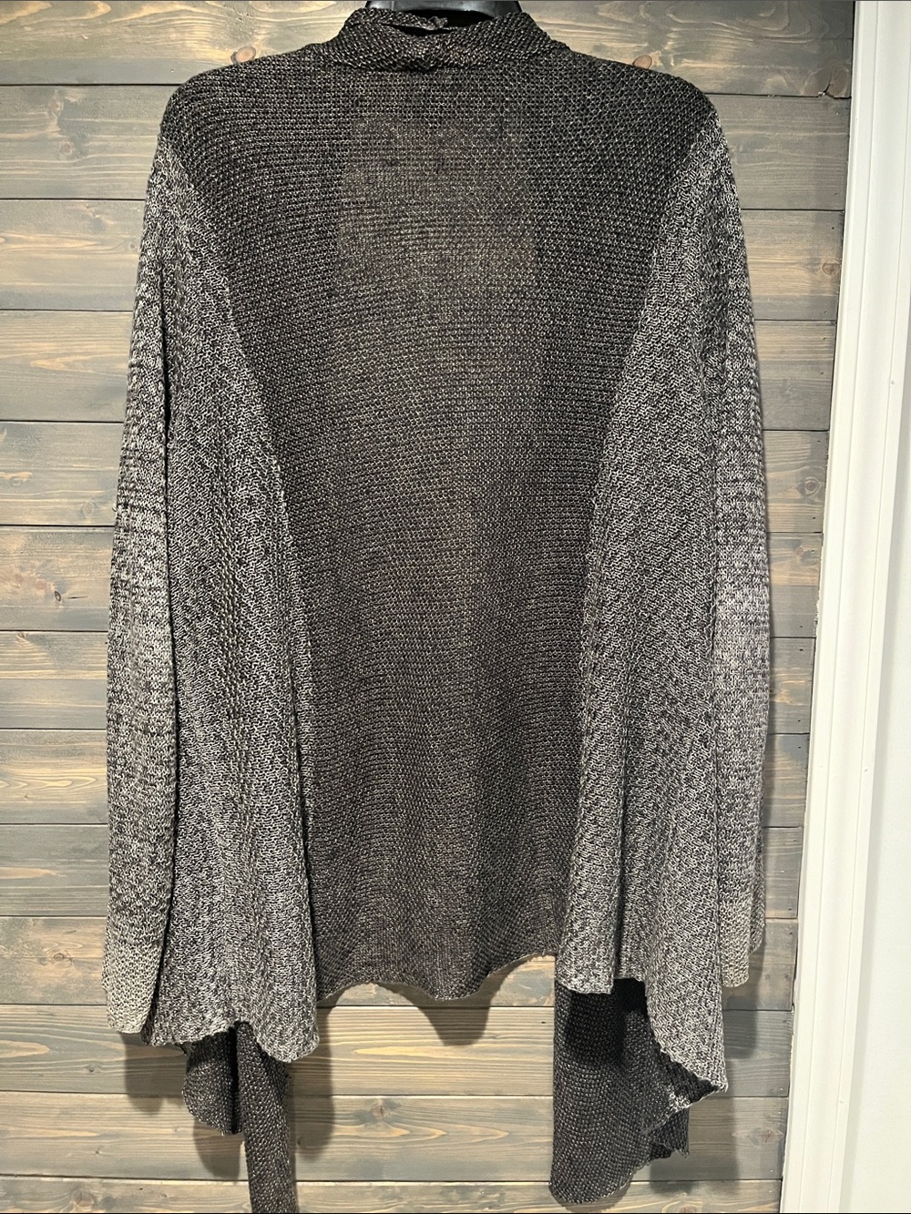Eileen Fisher Charcoal Gray Open-Front Linen Knit Cardigan 2X - Picture 3 of 4